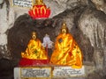 golden statues in a temple in burma Royalty Free Stock Photo