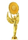 Golden statuette of the goddess of victory Nike