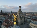 Golden stature above the rooftops of Dresden Royalty Free Stock Photo