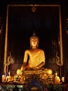 A golden stature of Buddha. Royalty Free Stock Photo