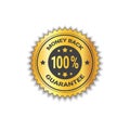 Golden Sticker Money Back With Guarantee 100 Percent Label Stamp Isolated