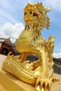 Golden stone dragon statue in Hue Palace, Vietnam