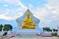 Golden stone stature of a Buddha. Royalty Free Stock Photo