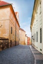 Golden street inside of Old Royal Palace in Prague, Czech Republic. Royalty Free Stock Photo