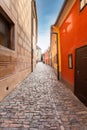 Golden street inside of Old Royal Palace in Prague, Czech Republic. Royalty Free Stock Photo
