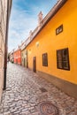 Golden street inside of Old Royal Palace in Prague, Czech Republic. Royalty Free Stock Photo