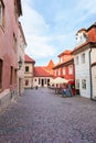 Golden street inside of Old Royal Palace in Prague, Czech Republic. Royalty Free Stock Photo