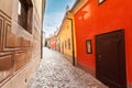 Golden street inside of Old Royal Palace in Prague, Czech Republic. Royalty Free Stock Photo