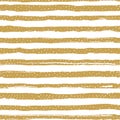 Golden striped seamless pattern, confetti or snowflakes. Trendy holiday geometric background. Golden stripes on a white