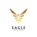 Golden Strong Eagle Hawk Falcon Monogram Badge