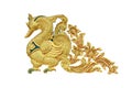 Golden stucco swan on white Royalty Free Stock Photo