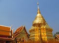 Golden stupa in a Buddhist Temple Wat Phrathat Doi Suthep Royalty Free Stock Photo