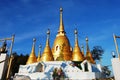 Golden stupa chedi burma of Wat Mueang Pilok temple for thai people travel visit respect praying in E Tong village in Pilok hill