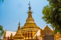 Golden stupa. Snake Pagoda in the town of Bago, Pegu. Myanmar. Burma.