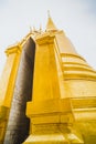 Golden Stupa of Temple of the Emerald Buddha.  Wat Phra Si Rattana Satsadaram.  Wat Phra Kaew. landmark of Bangkok Thailand with Royalty Free Stock Photo