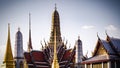 Golden Stupa of Temple of the Emerald Buddha.  Wat Phra Si Rattana Satsadaram.  Wat Phra Kaew. landmark of Bangkok Thailand Royalty Free Stock Photo
