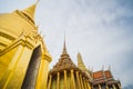 Golden Stupa of Temple of the Emerald Buddha.  Wat Phra Si Rattana Satsadaram.  Wat Phra Kaew. landmark of Bangkok Thailand with Royalty Free Stock Photo