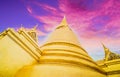 Golden Stupa of Temple of the Emerald Buddha.  Wat Phra Si Rattana Satsadaram.  Wat Phra Kaew. landmark of Bangkok Thailand with Royalty Free Stock Photo