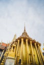 Golden Stupa of Temple of the Emerald Buddha.  Wat Phra Si Rattana Satsadaram.  Wat Phra Kaew. landmark of Bangkok Thailand with Royalty Free Stock Photo