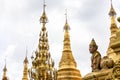 Golden stupa traditional temple architecture at shwedagon pagoda Yangon Myanmar south east asia Royalty Free Stock Photo