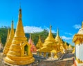 The golden stupas of Nget Pyaw Taw Paya, Pindaya, Myanmar