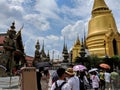 Golden stupas in the royal grand Palace Bangkok , Thailand Royalty Free Stock Photo