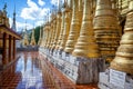 Golden Stupas at Shwe Indein Pagoda in the village of Indein, near Ywama, Inle Lake, Myanmar Royalty Free Stock Photo