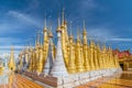 Golden stupas, Shwe Inn Thein Paya, Inthein, Inle Lake, Myanmar