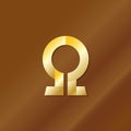 Golden style omega letter symbol Royalty Free Stock Photo