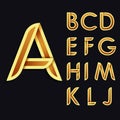 Golden stylized bold. Decorative vector Latin alphabet. The soft color tone of the letters.