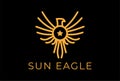 Golden Sun Eagle Hawk Falcon Phoenix Bird Star Logo