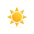 Golden sun icon with starburst rays on a white background illustration Royalty Free Stock Photo