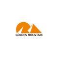 golden sun mountain simple shadow logo vector
