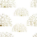 Golden sun rays glittering sun seamless repeat pattern on white background Royalty Free Stock Photo