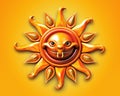 a golden sun with a snake face on it