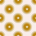 Golden sun and star in a seamless pattern design Royalty Free Stock Photo