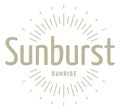 Golden sunburst logo template. Vintage sunshine symbol