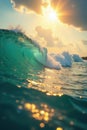 Golden sunlight dances on turquoise waves, creating a dazzling display , texture, bright, day Royalty Free Stock Photo