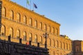 Golden sunlight hit the facade of Palazzo Pitti Pitti Palace i Royalty Free Stock Photo