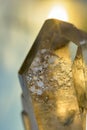 Golden Sunrays through Twin Flame Clear Quartz Crystal Gem