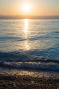 Golden sunrise at the beach, adriatic ocean croatia