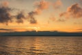 Golden Sunrise behind Alps Mountains and over Lake Leman Royalty Free Stock Photo