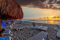 Golden sunrise at a Caribbean beach vacation in Cancun, Mexico Royalty Free Stock Photo