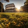 Golden Sunrise at the Majestic Colosseum in Rome, Italy Royalty Free Stock Photo
