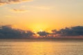 Golden Sunrise over Caribbean Sea as Seen From the Coast of Cancun, Mexico Royalty Free Stock Photo