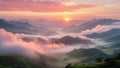 Golden Sunrise Over Misty Mountain Valleys Royalty Free Stock Photo