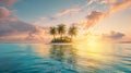 Golden Sunrise Over a Tranquil Island Royalty Free Stock Photo