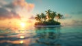 Golden Sunrise Over a Tranquil Island Royalty Free Stock Photo