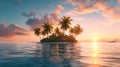 Golden Sunrise Over a Tranquil Island Royalty Free Stock Photo