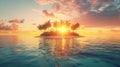 Golden Sunrise Over a Tranquil Island Royalty Free Stock Photo